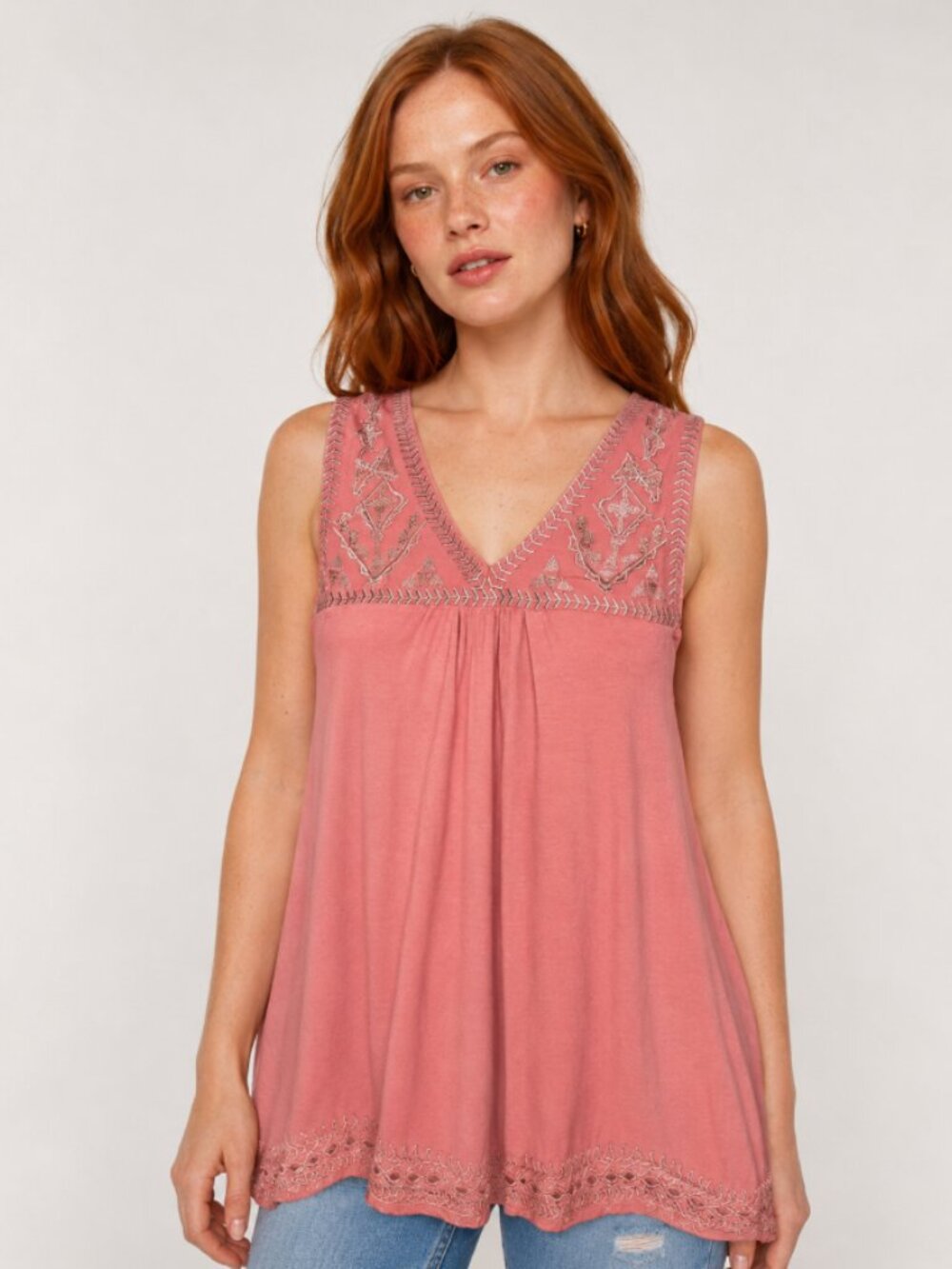 Simply Irresistible Lightweight Embroidered Slip Blouse Soft Pink Size Medium